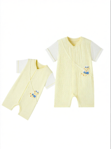 Purcotton | Breathable Crinkle Gauze Baby Bodysuit Summer
