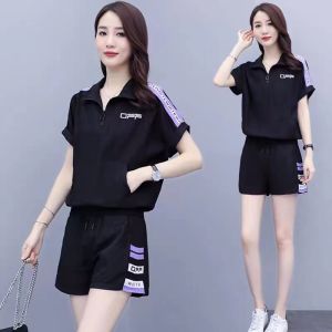 Casual Loose Womens Summer Fashion Set Short Sleeve Running Sportswear Two-Piece Outfit Big Size Comfortable Breathable