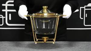 Hot Pot Container Glass  Restaurant Food Heating Container Square Hot Pot Buffet Stove