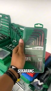 Isku Kunci L Set Ballpoint Panjang 9 Pcs Ukuran 1.5 - 10 Mm/Bahan S2 Ball Point Hexagon Tidak Berkarat/Set Kunci L/Alat Perkakas Set