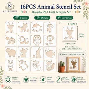 16Pcs New Small Animal Reusable Cutout Templates-Suitable for DIY Home Decor on Canvas and GlassWood PaintingAnimal Theme