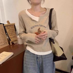 WANGGONGZHU | Womens Knitted Long Sleeve Base Shirt Autumn Winter Inner Wear Design Sensation Niche Long Sleeve T-Shirt Princess Style Commute Fashion