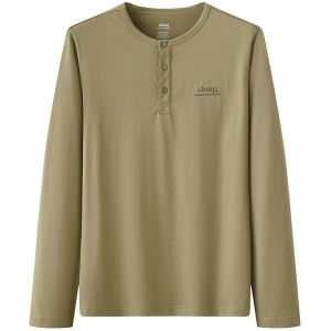 Jeep | Jeep Mens Long Sleeve Round Neck T-Shirt Pure Cotton Breathable Comfortable Outdoor Casual Shirt Spring Autumn City Wilderness