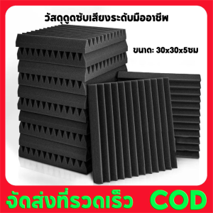 แผ่นโฟม ขนาด 30x30x5cm แนะนำ 10 แผงอะคูสติก กระเบื้องลิ่มสตูดิโอ แผ่นโฟมเสียงฉนวนกันเสียงดูดซับบ้านและสำนักงาน แพ็ค