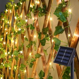 7m 50 LED-12m 100 LEDs Solar Vine String Light  DIY Solar Ivy Fairy Lights String Light Wedding Party Garden Room Wall Decor Lig