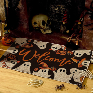 VIKAMA Halloween Ma Thảm Chùi Chân Thảm Trải Sàn Lối Vào Bằng Polyester Chống Trượt Cho Cửa Trước Nhà Bếp Trang Trí Nhà Cửa Phong Cách Hiện Đại