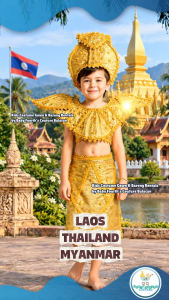 Baby Fourths United Nation Laos Thailand Myanmar Han Made Costume for United Nation Attire for UN Events for Kids Girl