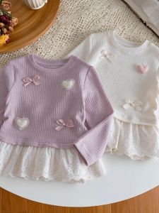 Charming Lace Bow Kids T-Shirt Blouse