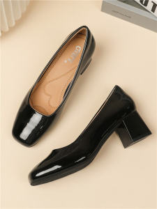 Black Genuine Leather Work Shoes: Comfortable Slip-On Office Footwear