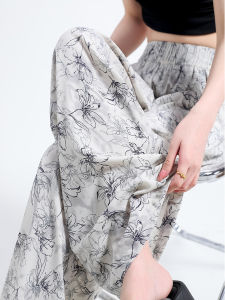 กางเกงขายาวทรงหลวมเอวสูงพิมพ์ลายสตรีทสไตล์ลำลองสำหรับผู้หญิง กางเกงขายาวทรงตรง ผ้าโพลีเอสเตอร์ ระดับ a ไม่มีแบรนด์