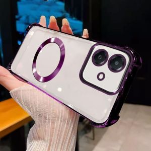 For OPPO A3 A3X A3 Pro A5 A5 Pro Four Corner Transparent Soft Silicone Phone Case Anti Drop And Shock Absorbing with Circular Bracket Phone Cover