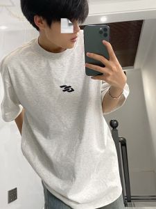 Light Gray Pure Cotton round Neck Short Sleeve T-Shirt Mens Summer 2024 New Arrival High Street American Fashion Brand Niche Loose Tops