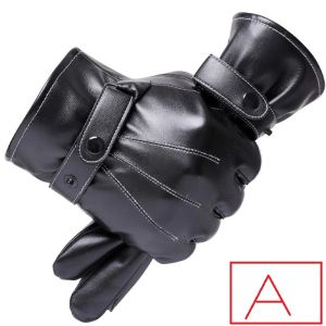 Winter Gloves For Men Genuine Leather Gloves Outdoor Cycling Black Real Sheepskin Keep Warm Driving Motorcycle Gloves