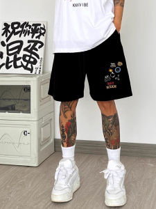 Quần Short Thể Thao Mùa Hè Thường Ngày Rộng Rãi in Họa Tiết Thời Trang Mỹ Quần Năm Mảnh Quần Short Bóng Rổ Màu Đen Cho Nam