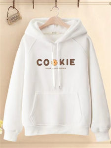 Autumn Winter Hooded Fleece Lined Thickened Long Sleeve Sweatshirt Womens College Style Loose Versatile Outerwear