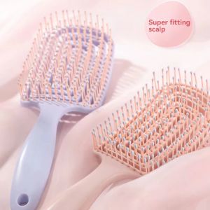 Massage Comb Hollow Vent Curved Paddle Anti-static Hair Brush For Women Long Hair Lift Roots Make Fluffy High Cranial Top Comb
