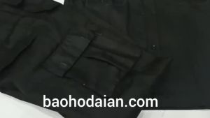 Áo vệ sĩ màu đen vải kaki 65/35 ngắn tay kèm logo tay