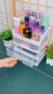 PREMIUM PROMO TERMURAH - Lemari Mini Rak Kosmetik Makeup 3 Laci 3 Susun - Rak Laci Penyimpanan Perhiasan 3 Susun - Rak Kosmetik Plastik Make Up / Rak 3 Laci / Lemari