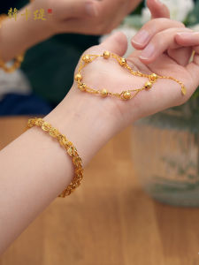 Adjustable Length Sand Gold Bracelet for Women Traditional Method Handmade Beaded Bracelet Fashion Jewelry Accessory