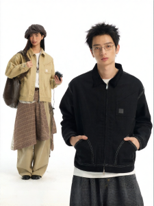 JNXS | Áo Khoác Corduroy Phối Màu Đường Kim Tuyến Đính Chi Tiết Form Ôm