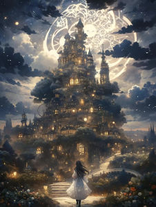 Jigsaw Puzzle 1000Pieces Dream Castle Moon Fantasy Landscape Artwork Stress Relief Puzzle Wall Art Decor Gift