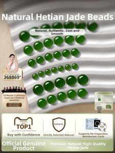 BAXIANGMENG | Natural Spinach Green Hetian Nephrite Beads