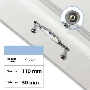 Tay Nắm Ngăn Kéo Pha Lê Dài Màu Bạc 96/128mm Hợp Kim Kẽm Tay Nắm Tủ Quần Áo Tủ Bếp Tay Nắm Tủ Quần Áo Tủ Đựng Đồ Phong Cách Châu Âu