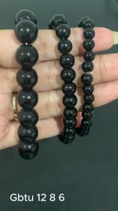 Gelang Batu Hitam Berbagai Ukuran 6 8 10 12 Mm Tali Karet Elastis / Gelang Pria Wanita Anak Duniagelang