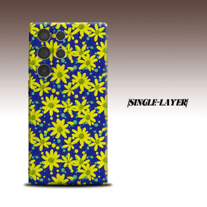 Yellow Daisy Blue Dot For Samsung Galaxy S26 S25 S24 A56 A36 Dual Layer Luxury Fashion Full Lens Protective Case