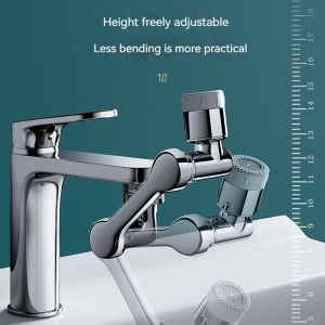 Faucet Mechanical Arm Washbasin Multifunctional Adapter Universal Water Nozzle Rotatable Bathroom Rocker Head Basin 1080 Degree Extension Splash-Proof Handy Tool Vientiane