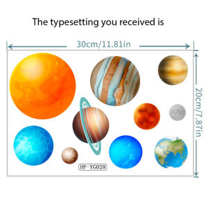 Night Glow Wall Stickers Featuring Nine Planets Depicting the Cosmic Universe with Glowing Fluorescent Decorations for Bedroom