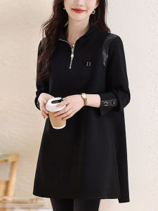 Chic Mid-Length Hoodie Womens Spring Autumn Zipper Casual Comfortable plus Size Butt Covering Top Fashionable Streetwear