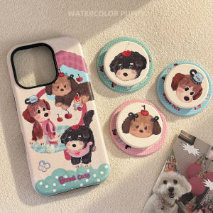 Cartoon Dog Oil Painting Magnetic Phone Case Cute Colorful Mobile Phone Cover for iPhone 13/14/15/16/17 pro Max Creative Artistic