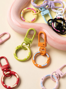 Macaron Keychain Pendant Double Buckle Ring Spring Ring Door Knob Bag Accessory Fashionable Bag Decorations Unbranded