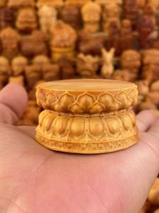 Rocks Pine Wood Carving Lotus Base Home Decorations round Tabletop Ornaments Scenic Landscape Chinese Style Handmade Wood Sculpture