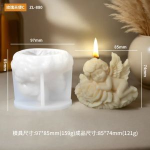 Rose Angel Candle Silicone Mold 3D Baby Angel Portrait Craft Sculpture Plaster Cement Clay Resin Mould DIY Handmade Soap Making