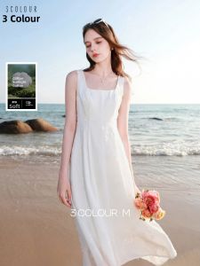 3COLOUR·S | Floral Print Cotton Sleeveless Waist-Fitted A-Line Mid-Length Dress