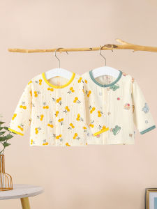 Baby Unlined Top Summer Thin Gauze Pure Cotton Long Sleeves Air Conditioning Shirt Sun Protection Clothing Men and Women Baby Coat