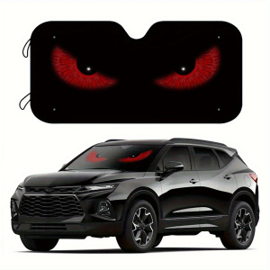 Sharp Red Eye Pattern Anti-UV Car Sunshade - Foldable Windshield Sunshade Portable Already Installed.
