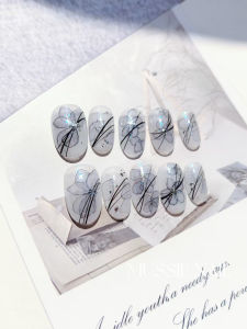 Dark Rose M.S Studio Watercolor Floral Hand-Painted High-End Ins Handmade Short Wearing False Nails Gentle Color Series