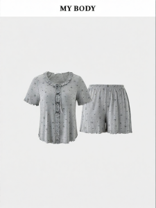 Mybody | Summer Short-sleeve Bow Floral Womens Pajamas