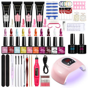 LIMEGIRL Gel Nail Polish Kit with UV Nail Lamp Electric Nail Drill UV Soaking Gel Base and Top Coat Gel Polish Nail Tool Kit