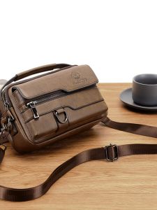 กระเป๋าสะพายข้างผู้ชาย เป๋าใบเล็กแนวลำลอง กระเป๋าสะพายไหล่หนัง PU กระเป๋าคลัทช์อเนก ประสงค์กระเป๋าสะพายหิ้วสำหรับผู้ชาย กระเป๋าสะพาย 10 ช่อง