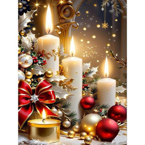 1 set of Christmas candle diamond painting set DIY adult full diamond home decoration adult frameless art crafts