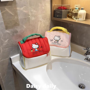 Adorable Hellokitty Large Capacity Portable Makeup Bag Womens Handheld House Shape Cosmetic Storage Bag Family Storage Tools