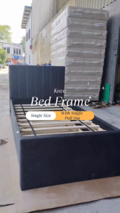 [FREE INSTALLATION] BETTY KOVA Single Pull Out Bed Frame Velvet Single Wooden / Katil Kayu / Strong