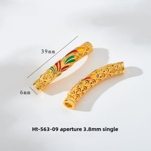 Traditional Sand Gold Little Fish Koi DIY Bracelet Rope Weaving Jewelry Accessories Spacer Beads Three-Way Tube Hand Cord