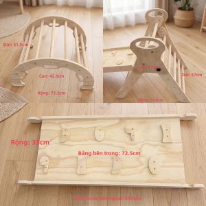 Khung Leo Đa Năng Gỗ Nhỏ Tập Cân Bằng Trong Nhà Có Máng Trượt Dành Cho Bé