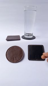 coaster leather atau tatakan alas gelas dari kulit sapi asli