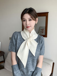 ผ้าพันคอถักแฟชั่นสไตล์เกาหลีสำหรับผู้หญิงในฤดูหนาวปี 2024 ผ้าพันคอสีพื้นแบบอเนกประสงค์ที่อบอุ่นและสวยงามสำหรับเด็กและเยาวชน